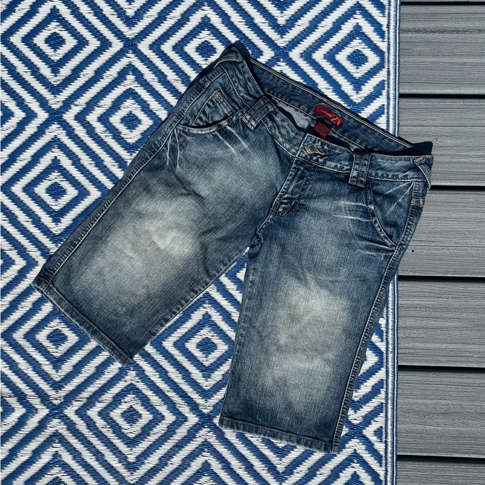 Long cut denim shorts